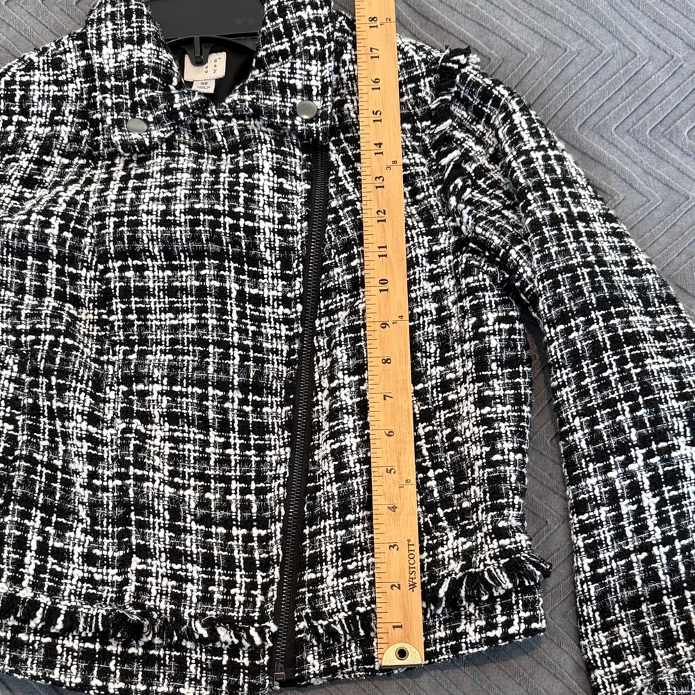 NWT A New Day Black and White Tweed Moto Jacket - Picture 10 of 11
